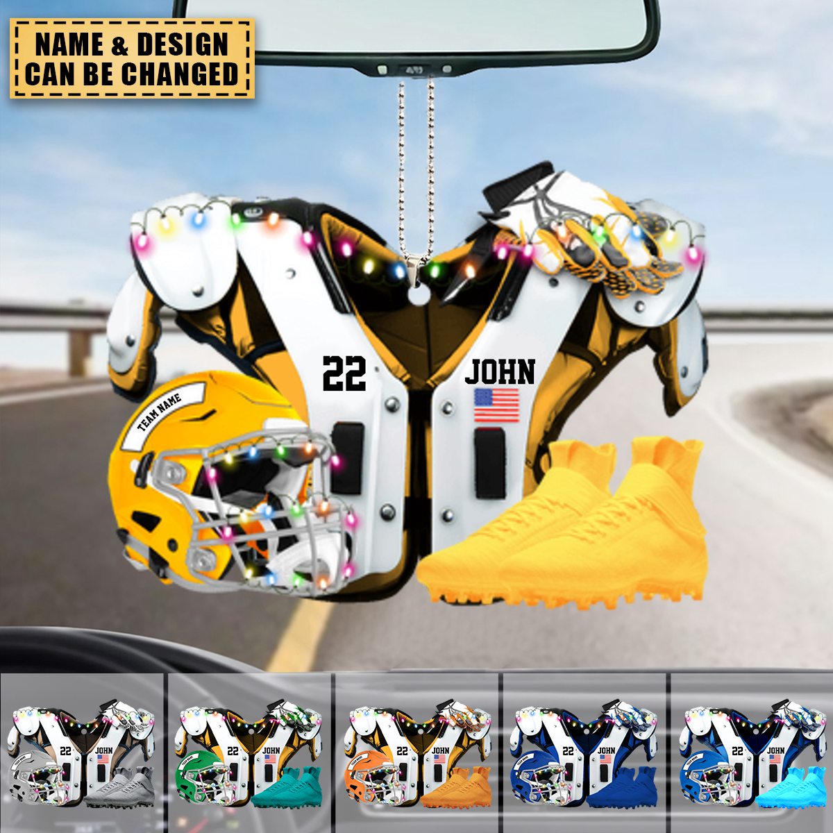 Personalized American Football Car Hanging Ornament Gift For Football Fans