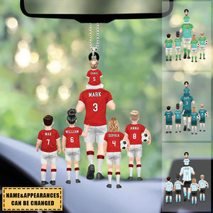 Dad And Kids Together - Football Family - Personalized Ornament