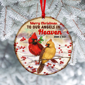 Merry Christmas To Angels - Personalized Cardinal Couple Ornament - Memorial Gift for Family Members