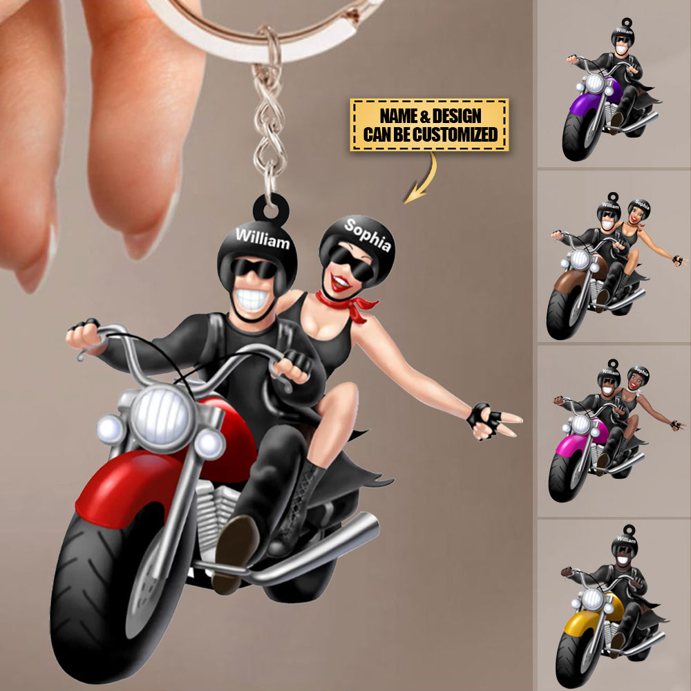 I Lead The Way Because I Know You Always Have My Back, Young Couple Motorcycle Forever Acrylic Shape Keychain