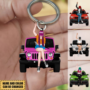 Personalized Off-road Girl Keychain - Gift For Off-road Lover