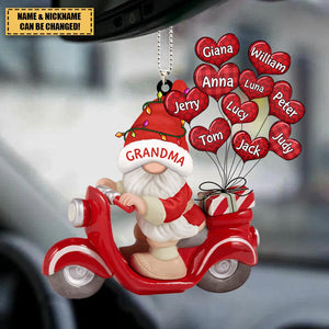 Nana Dwarf Riding A Motorbike With Balloon Kids Christmas Personalized Acrylic Car Ornament