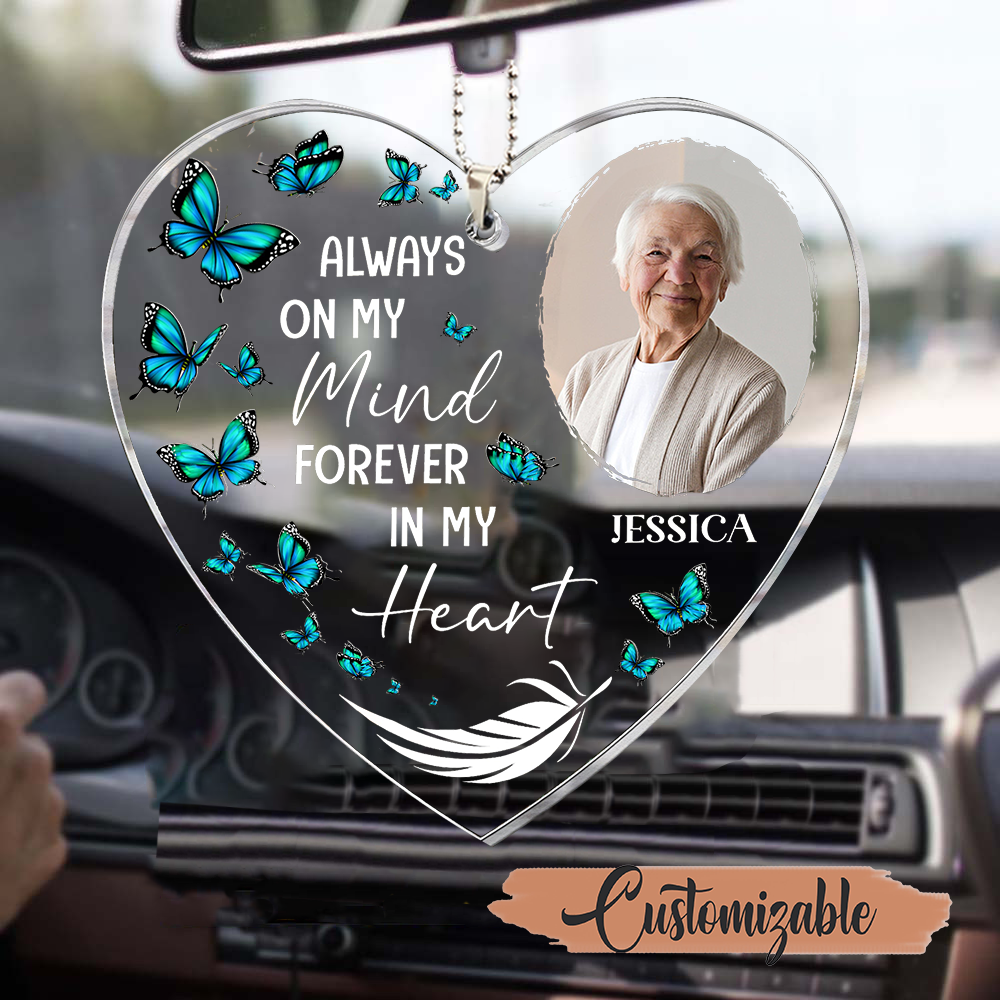 (Photo Inserted) Always On My Mind - Personalized Custom Shaped Acrylic Car Ornament