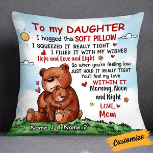 Personalized Bear Mom Grandma To Daughter Granddaughter Son Grandson Hug This Pillow JR63 95O34