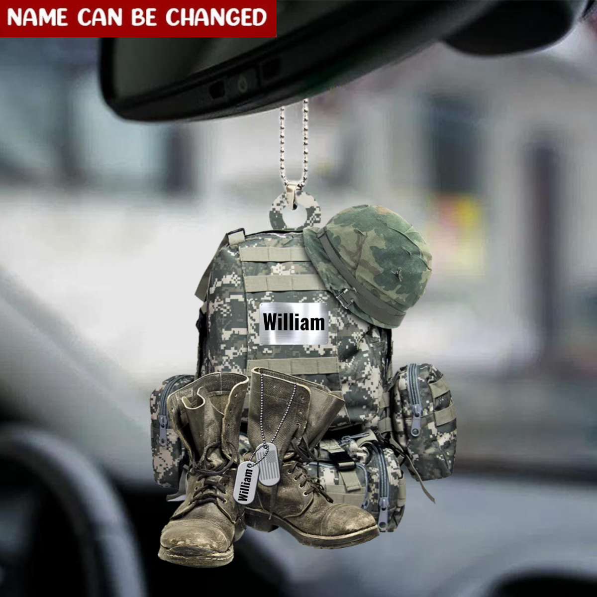 Soldier Backpack, Boot & Hat - Personalized Ornament
