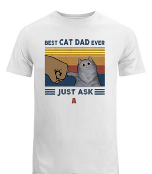 Best Cat Dad Fluffy Cat Personalized Light Color Shirt