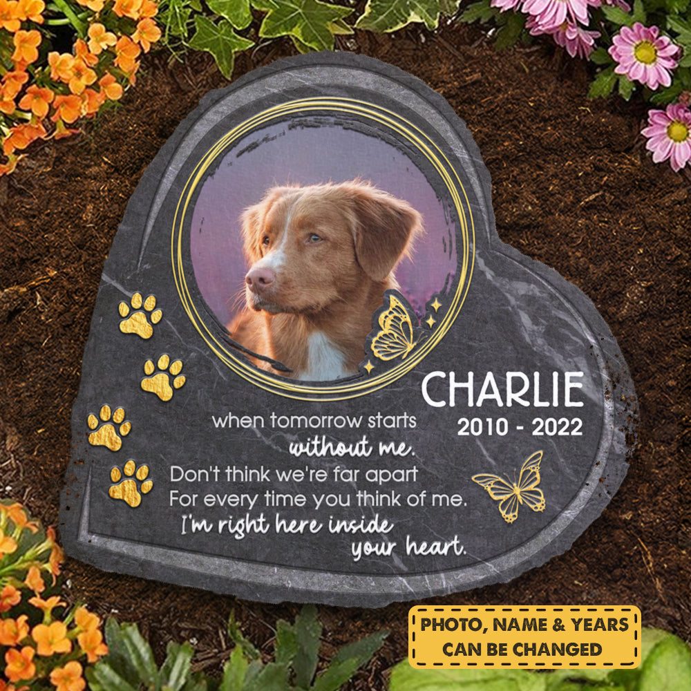 Don't Think We're Far Apart - Personalized Memorial Stone, Pet Grave Marker - Upload Image, Memorial Gift, Sympathy Gift