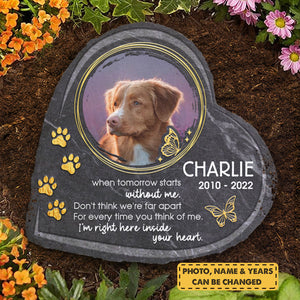 Don't Think We're Far Apart - Personalized Memorial Stone, Pet Grave Marker - Upload Image, Memorial Gift, Sympathy Gift