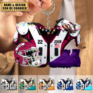 Personalized American Football Keychain Gift For Football Fans