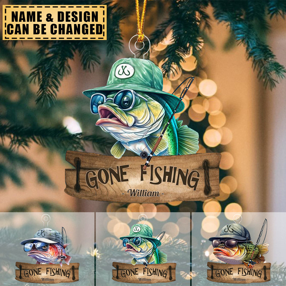 Gone Fishing Fishing Bass Fish Fisherman - Personalized Acrylic Ornament