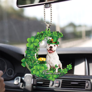 Personalized Name St Patty's Saint Patrick's Day Dog Moon Ornament - For Dog Lovers