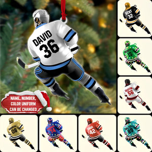 Hockey Player Shape, Personalized Hockey Christmas Ornament, Christmas Tree Decorations for Hockey Lovers