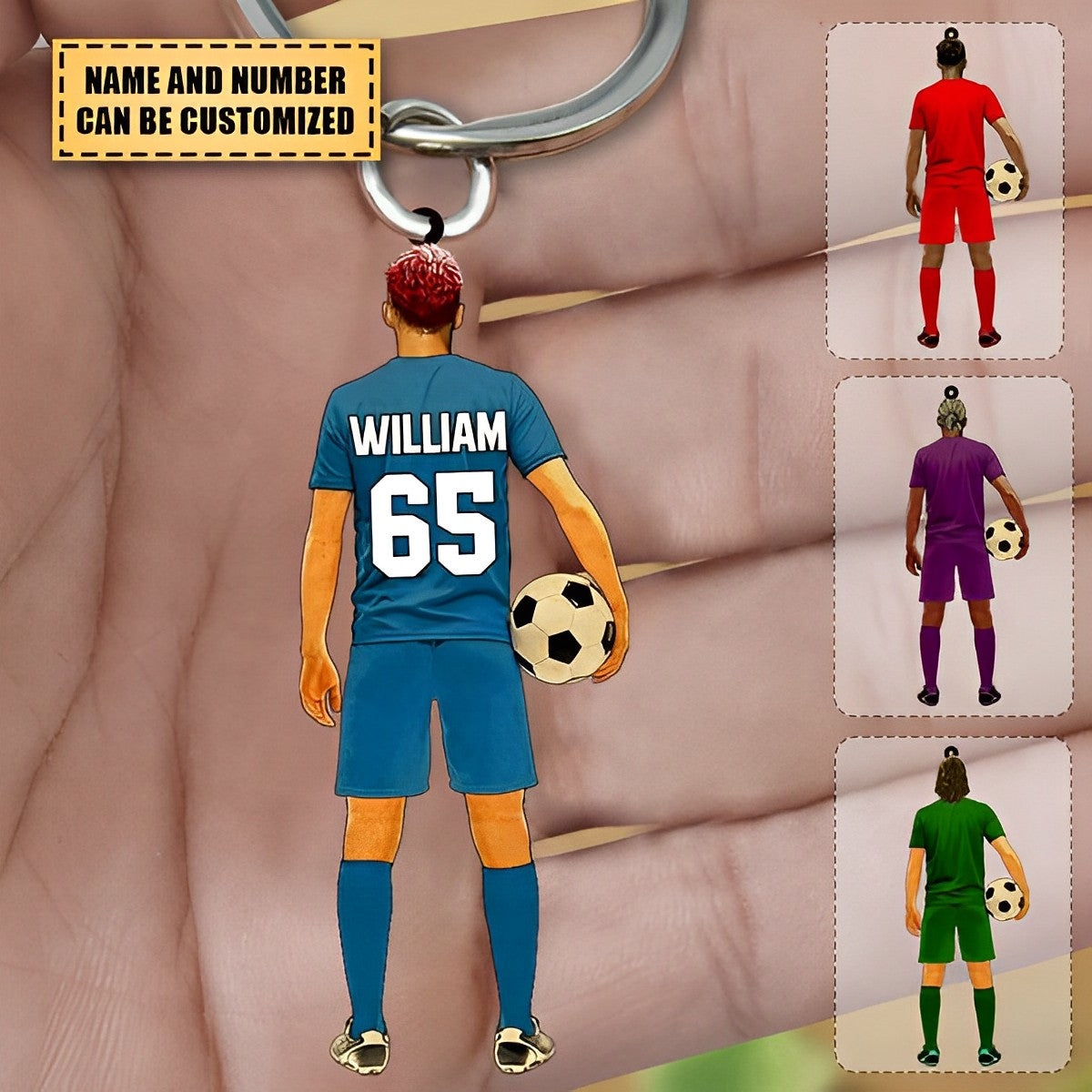 Personalized Soccer Player Acrylic Keychain For Soccer Lover