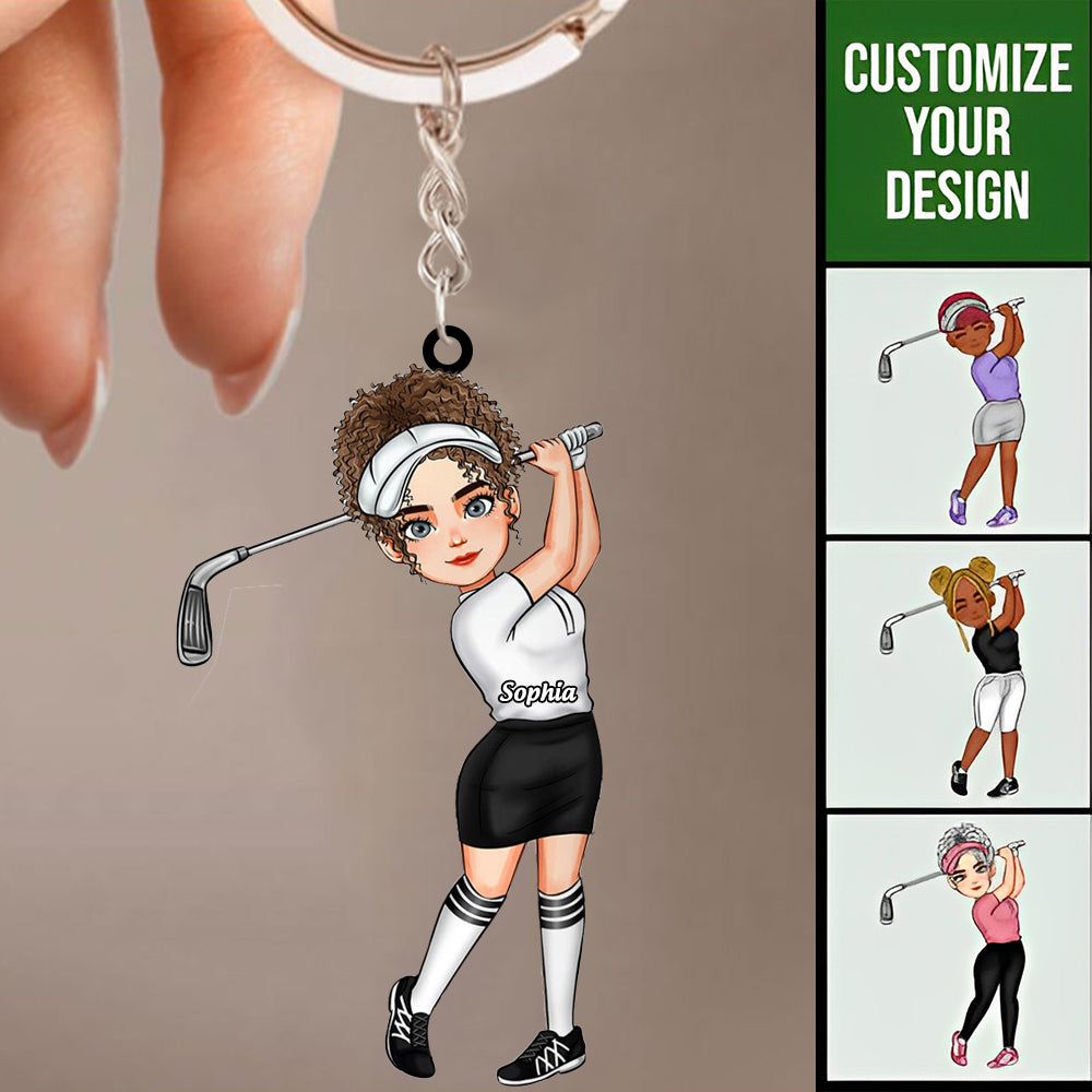 Personalized Golf Girl Keychain Perfect Gift For Your Loverd One