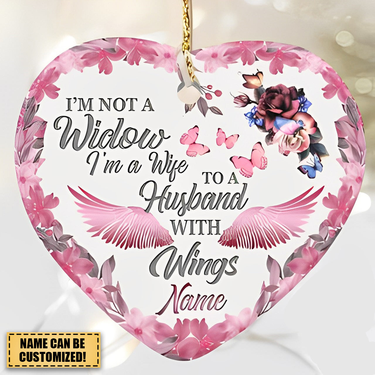 Husband With Wings Custom Memorial Ceramic Ornament