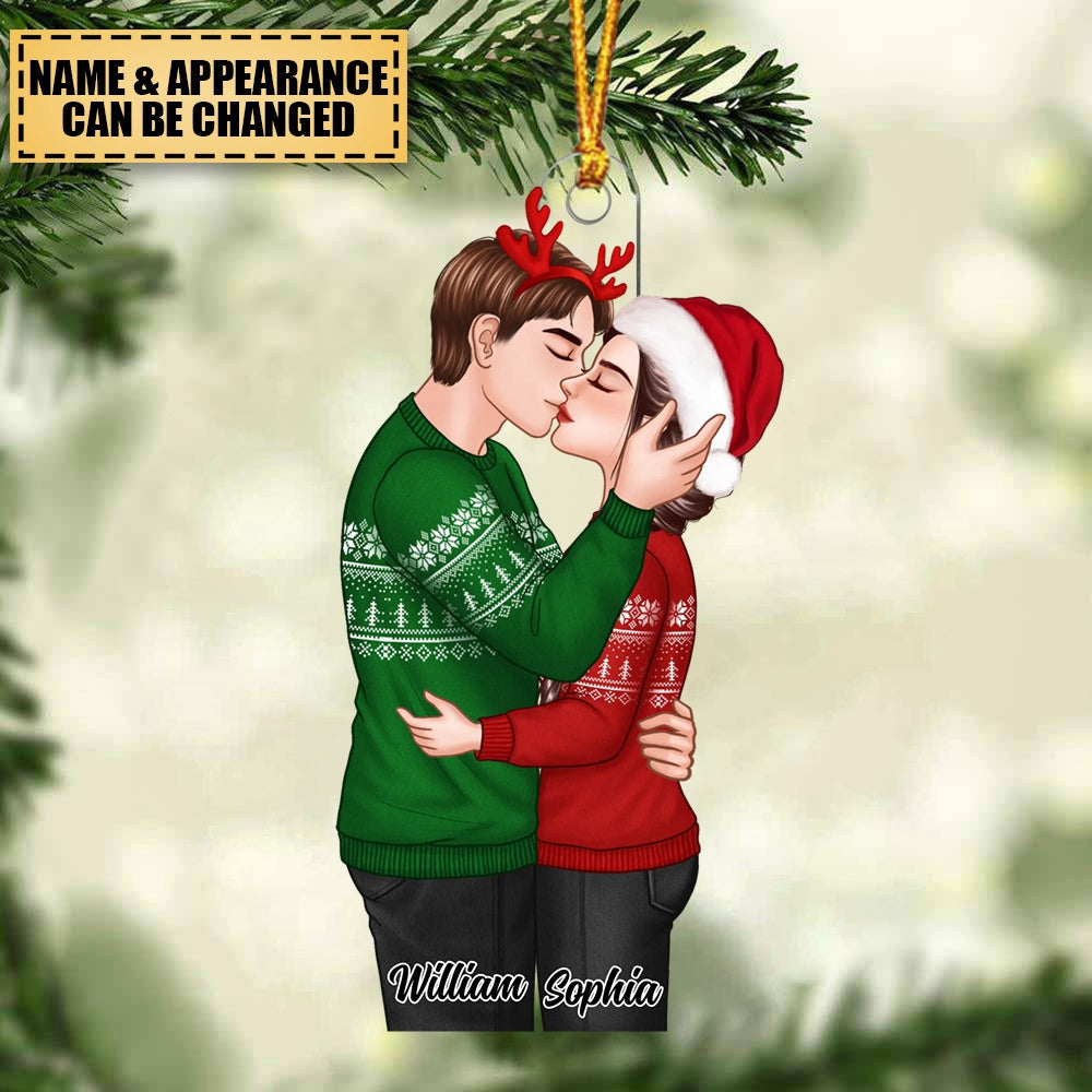 Christmas Romantic Couple Kissing Gift For Him For Her Personalized Acrylic Ornament