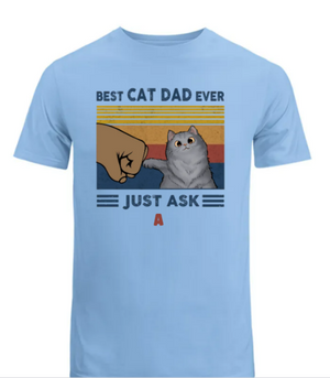 Best Cat Dad Fluffy Cat Personalized Light Color Shirt