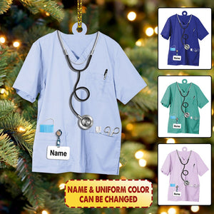 Personalized Nurse Uniform Two Sides Proud Nurse Shaped Acrylic Ornament