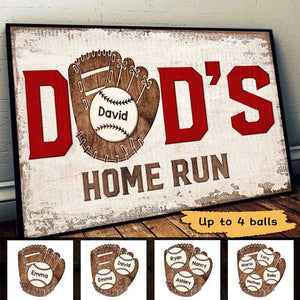Baseball Dad‘s Home Run Personalized Horizontal Poster