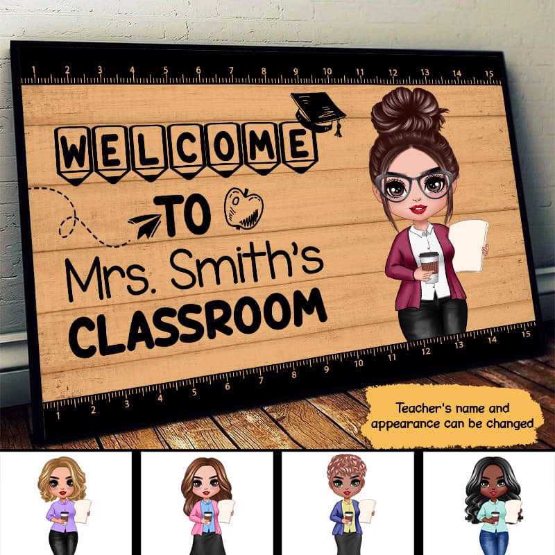 Welcome To Teacher Classroom Simple Personalized Horizontal Poster