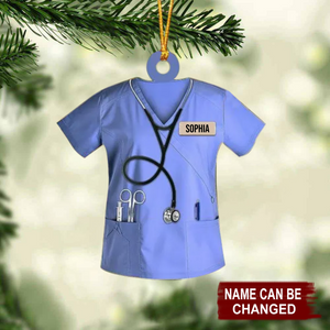 Personalized Nurse Scrubs Christmas Ornament - Gift for Nurse