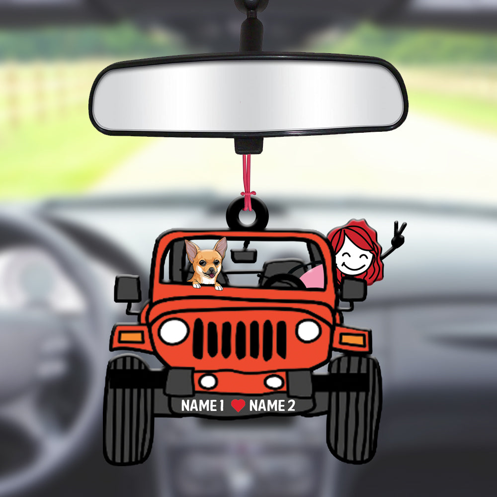 Personalized Ornament Car Girl Dog
