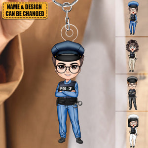 Police Officer - Personalized Keychain - Christmas Gift For Police