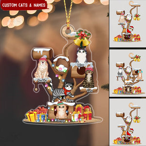 Christmas Cat Tower Personalized Acrylic Ornament