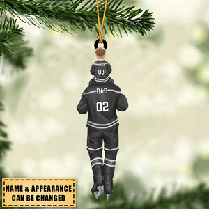 Dad And Kids Together Skate - Personalized Hockey Ornament- Appropriate gift for Christmas