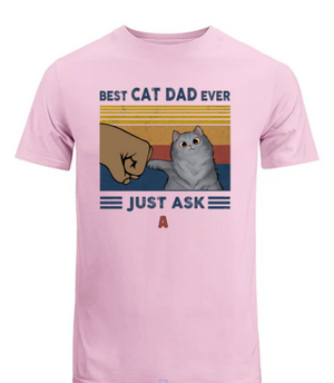 Best Cat Dad Fluffy Cat Personalized Light Color Shirt