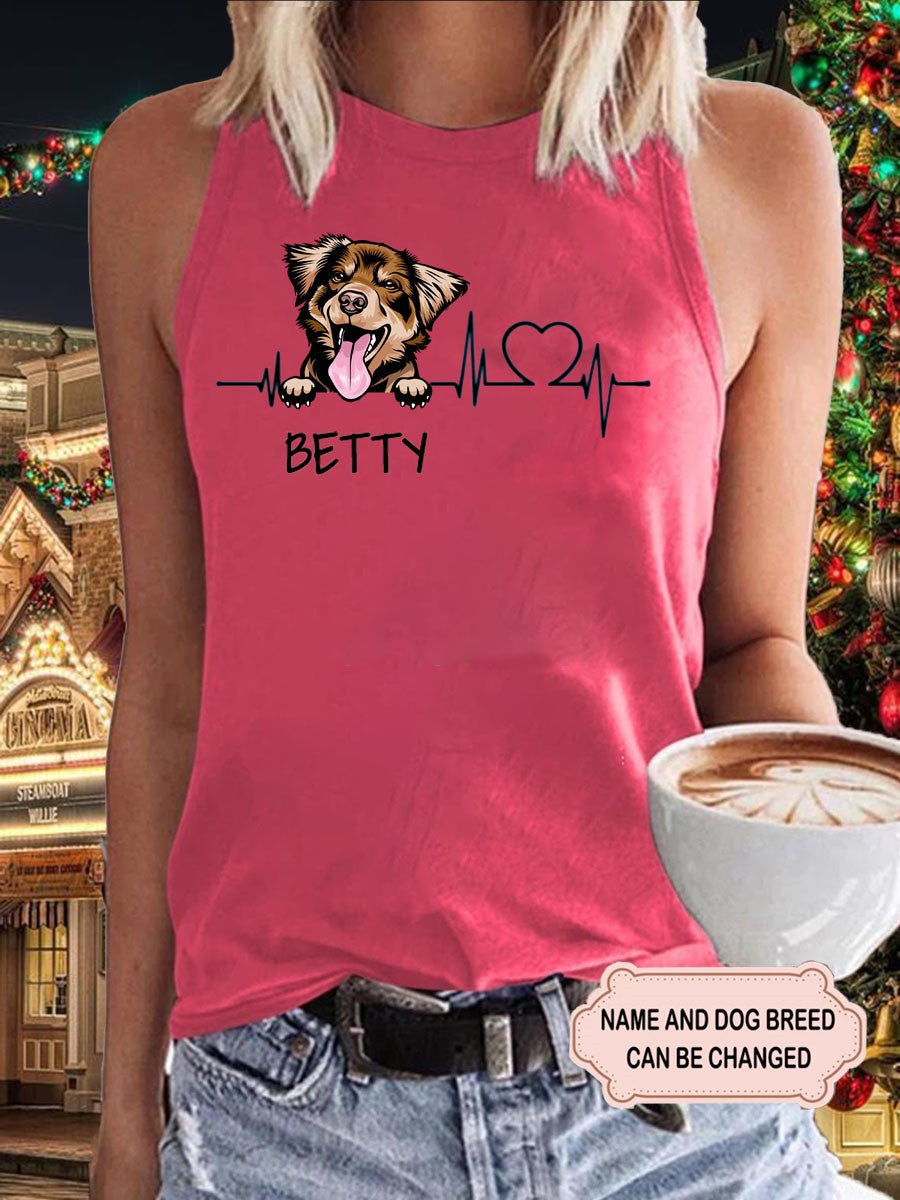 Women's Heartbeat Dog Personalized Custom Tank Top