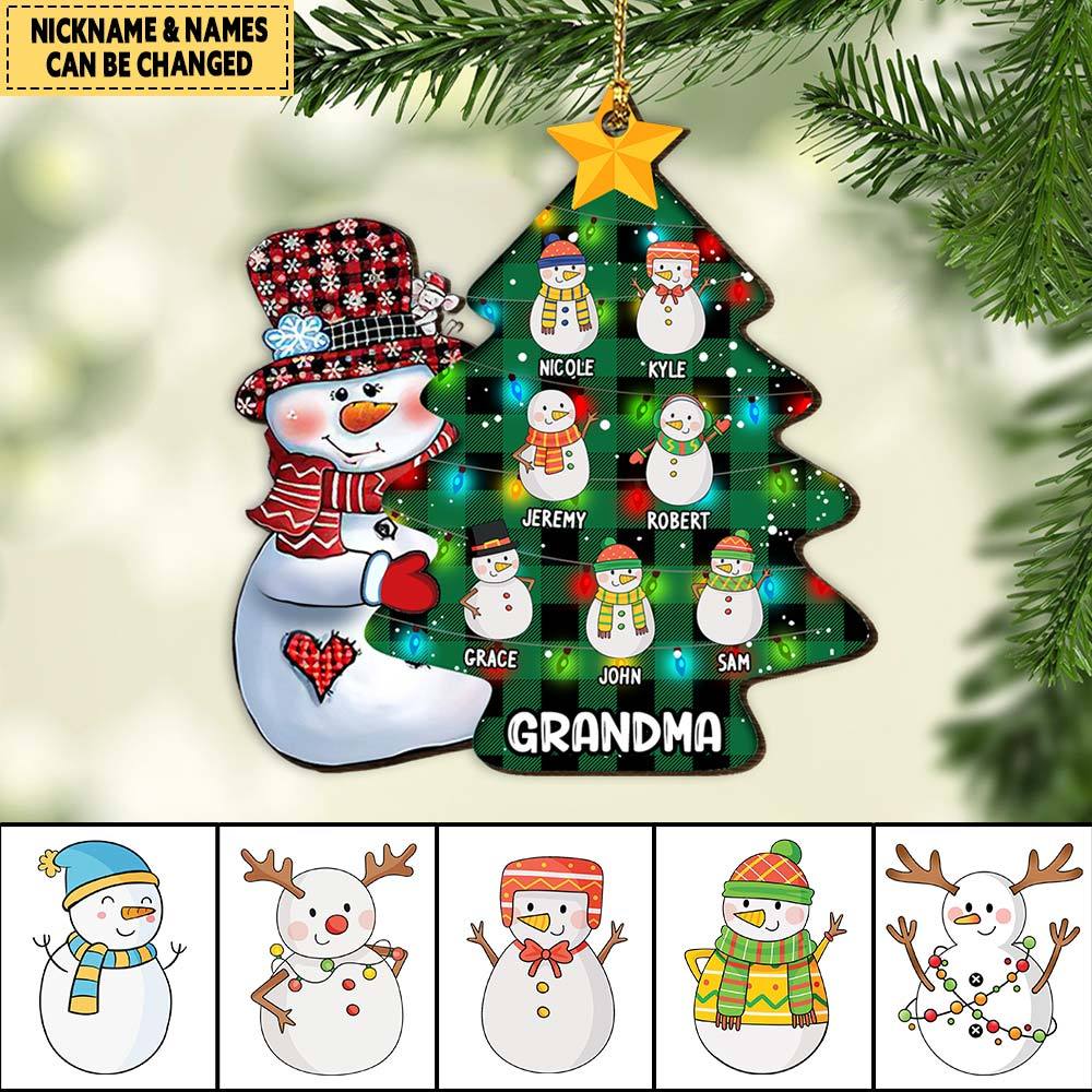 Christmas Snowman Hugs Little Cute Kids Personalized Acrylic Ornament