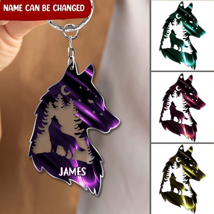 Wolf In Forest Personalized Name Acrylic Keychain NLA27DEC21NY1