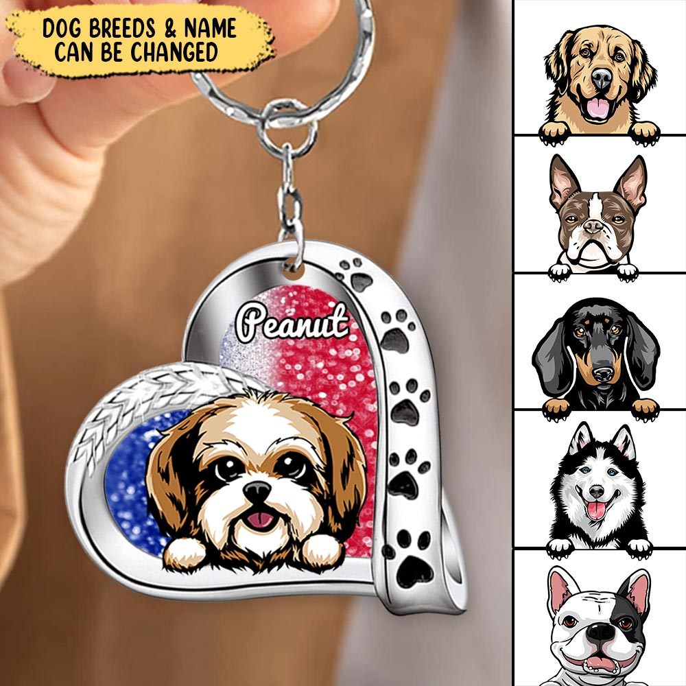 Custom Dog Heart with Paws Keychain