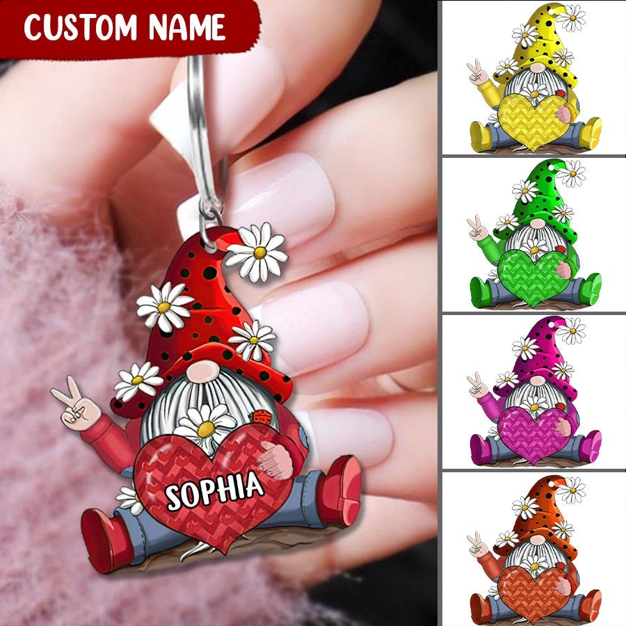 Dwarf With Heart Custom Name Keychain NLA13JAN22NY1 Personalized Gift For Her
