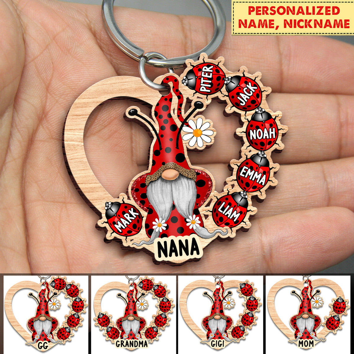 Nana's Love Bugs Grandkids Personalized Acrylic Keychain