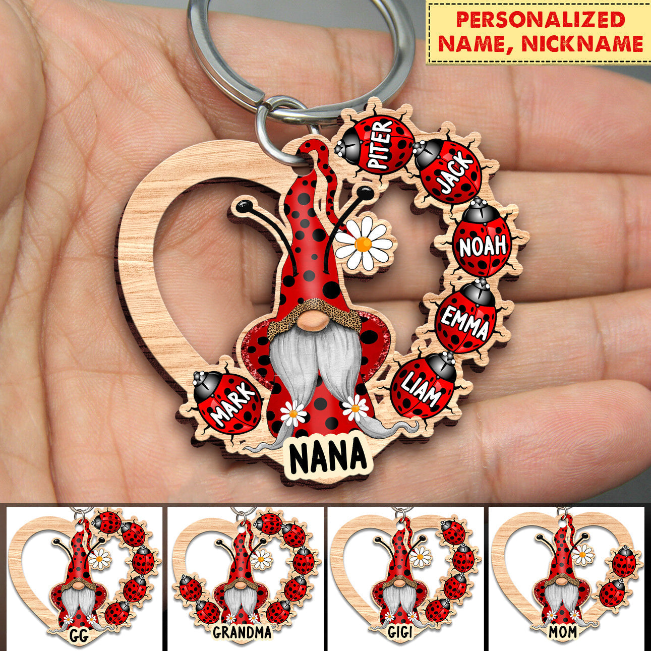 Nana's Love Bugs Grandkids Personalized Acrylic Keychain