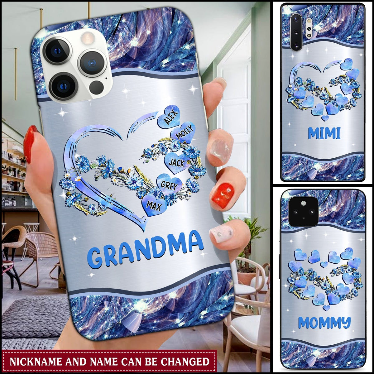 Personalized Nana Mom Heart Infinite Love Mother's Day Familia Gift Glass Phone case HLD23MAY22TT2
