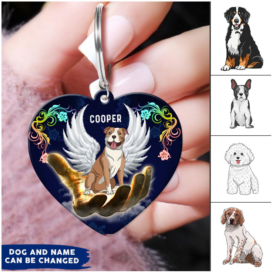 Personalized Dog With Wings Cover By Hand Acrylic Keychain Ntk17feb22dd1