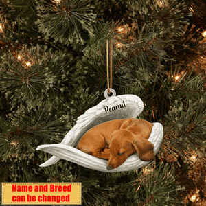 Personalized Stainless Dog Sleeping Angel Christmas Ornament - Double Sides Printed