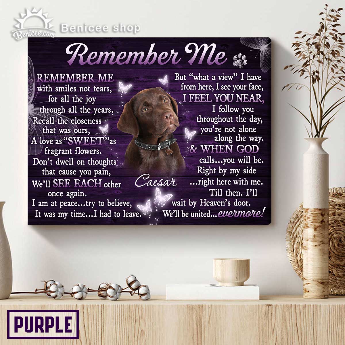 Gift For Someone Who Lost A Pet, Personalized Pet Memorial Canvas, Remember me
