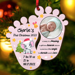 Baby Blessing Keepsake Newborn First Christmas, Personalized Wood Ornament, Christmas Gift