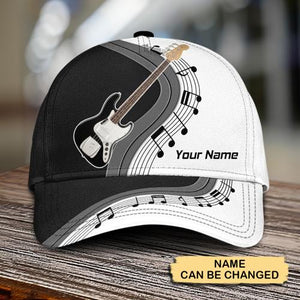 Bass Guitar Black White Personalized Classic Cap