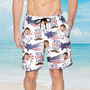 Photo Inserted Best Dad Ever - Personalized Men's Beach Shorts