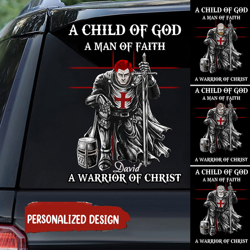 A Child Of God, A Man Of Faith, A Warrior Of Christ Knight Templars Personalized Decal
