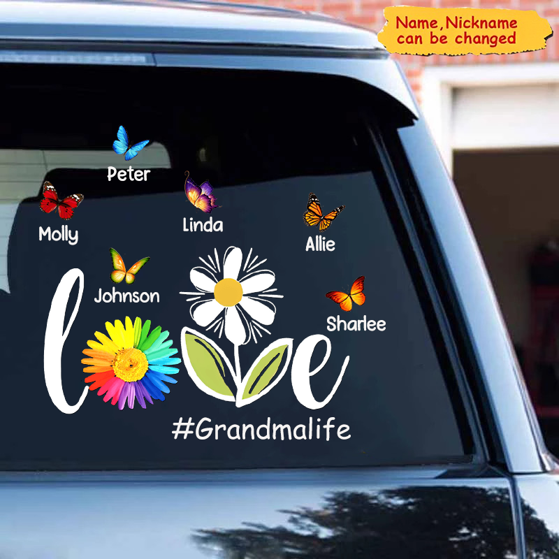 Love Grandma Life Butterfly Personalized Decal