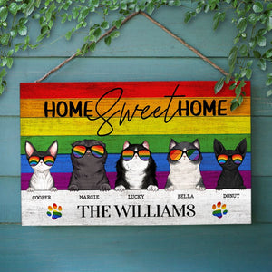 Cat Pride Home Sweet Home - Personalized Custom Wood Rectangle Sign