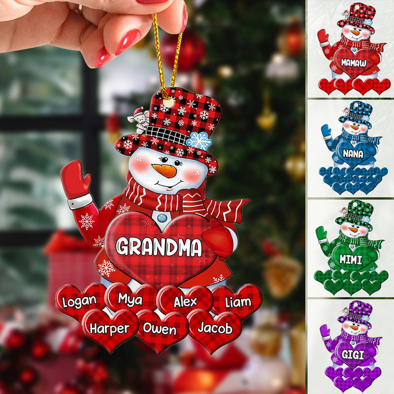 Colorful Christmas Snowman Grandma Mom Little Heart Kids Customized Ornament