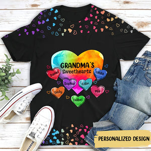 Colorful Heart Grandma Mom Sweet Heart Kids Personalized 3D T-shirt