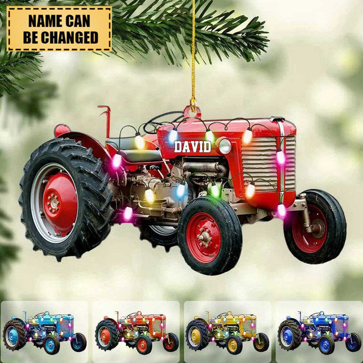 Customized Tractor Christmas Ornament for Farmer